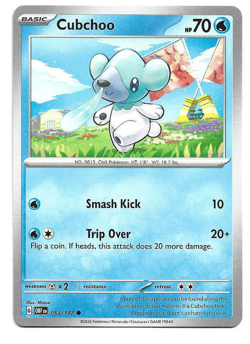 CUBCHOO -  COMMON   53/197 POKEMON TCG S&V  OBSIDIAN FLAMES  TRADING CARD