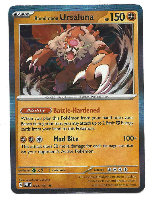 BLOODMOON URSALUNA  - HOLO RARE  54/131  POKEMON PRISMATIC EVOLUTIONS TRADING CARD
