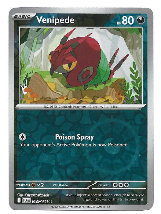 VENIPEDE - REVERSE HOLO  54/86 POKEMON TCG BLACK BOLT TRADING CARD