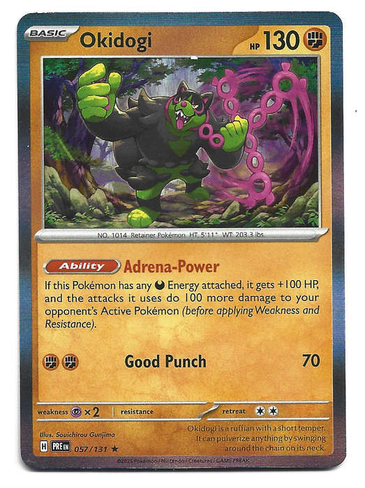 OKIDOGI  - HOLO RARE  57/131  POKEMON PRISMATIC EVOLUTIONS TRADING CARD