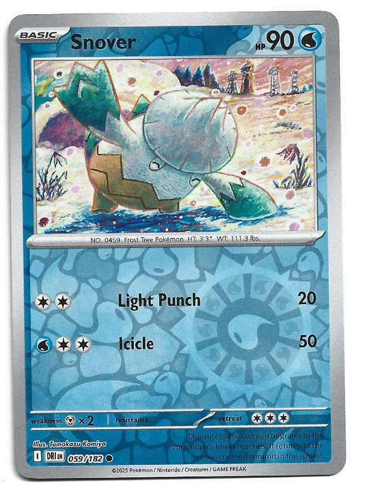 SNOVER - REVERSE HOLO  59/182  POKEMON TCG DESTINED RIVALS TRADING CARD