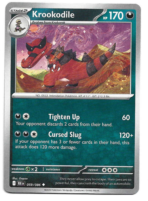 KROOKODILE - UNCOMMON   59/86 POKEMON TCG BLACK BOLT TRADING CARD