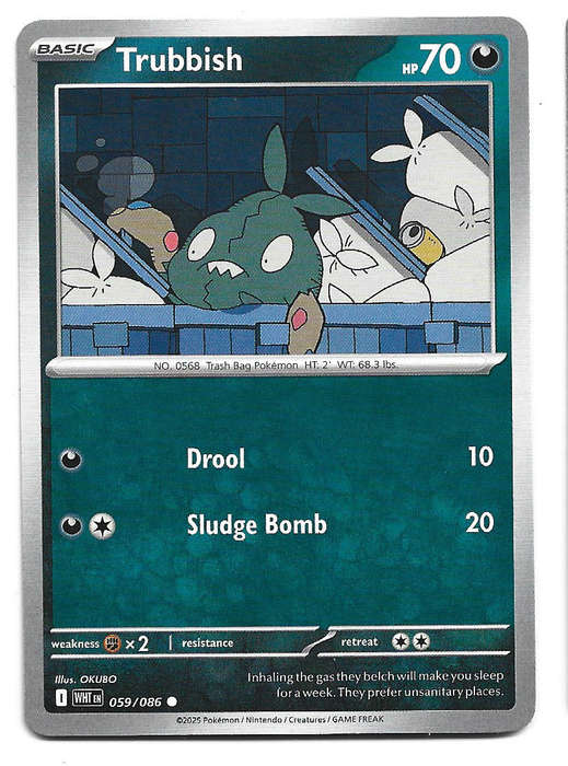 TRUBBISH - COMMON  59/86 POKEMON TCG WHITE FLARE TRADING CARD