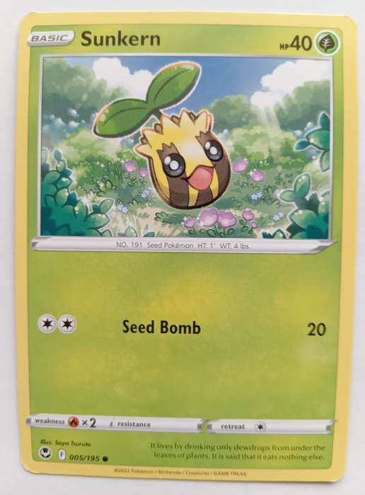 POKEMON CARD -SUNKERN  5/195 SILVER TEMPEST COMMON - MINT