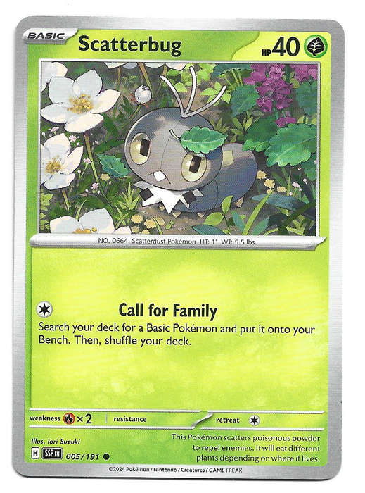 SCATTERBUG  - POKEMON TCG SURGING SPARKS  COMMON   5/191 TRADING CARD