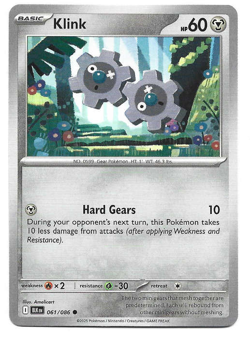 KLINK - COMMON   61/86 POKEMON TCG BLACK BOLT TRADING CARD