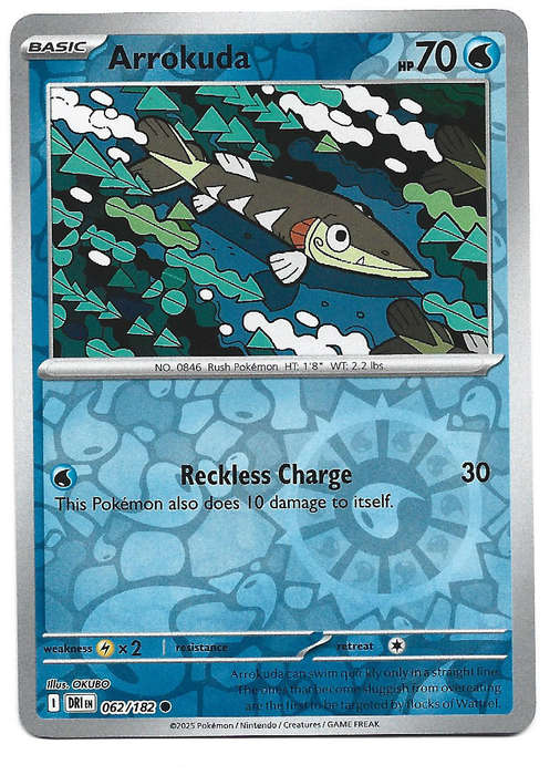 ARROKUDA - REVERSE HOLO  62/182  POKEMON TCG DESTINED RIVALS TRADING CARD