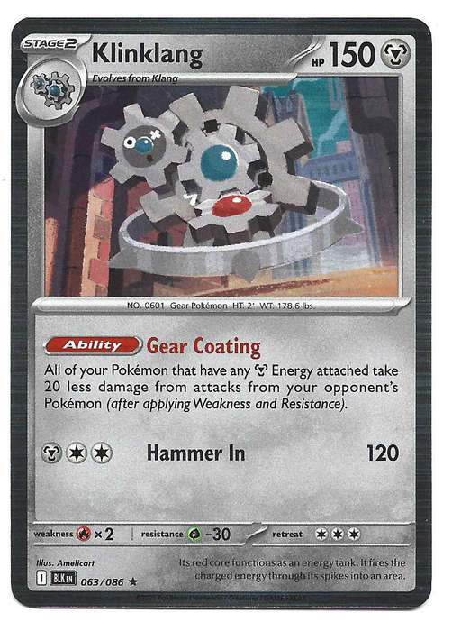 KLINKLANG - HOLO RARE  63/86 POKEMON TCG BLACK BOLT TRADING CARD