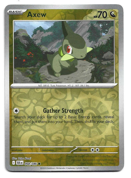 AXEW - REVERSE HOLO  68/86 POKEMON TCG BLACK BOLT TRADING CARD