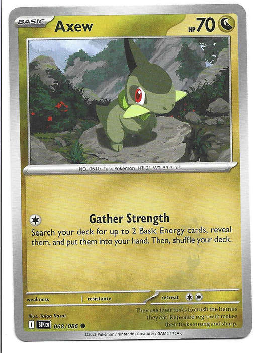 AXEW - COMMON   68/86 POKEMON TCG BLACK BOLT TRADING CARD