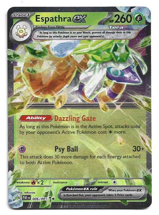 ESPATHRA EX  -  HOLO D/RARE  6/91 POKEMON TCG PALDEAN FATES  TRADING CARD