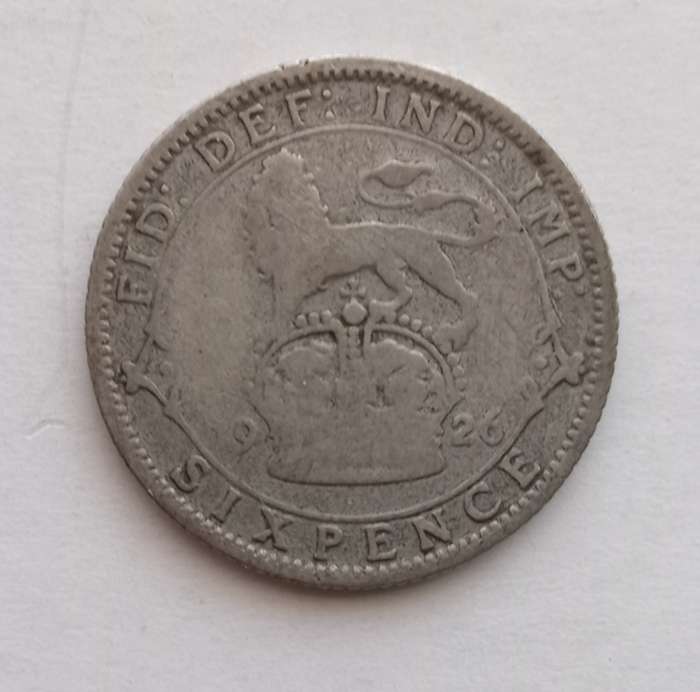 GREAT BRITAIN  - 6 Pence Silver coin  George V  1926 - Fine Condition