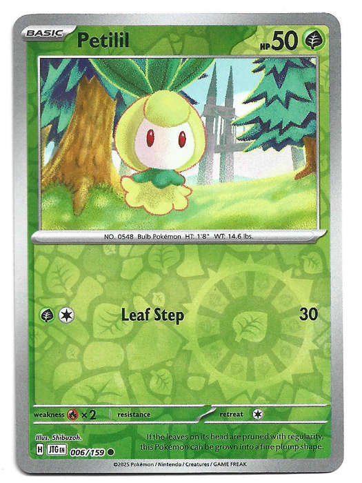 PETILIL -  REVERSE HOLO  6/159 POKEMON TCG JOURNEY TOGETHER TRADING CARD