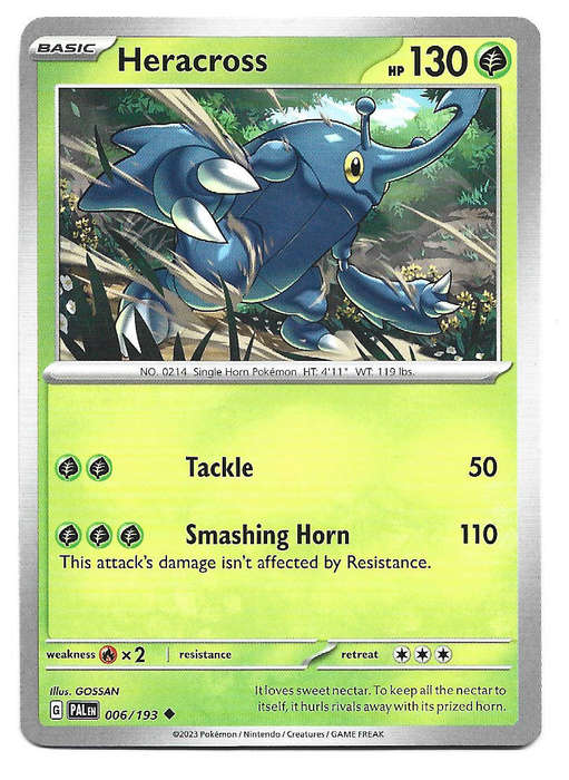 HERACROSS - UNCOMMON  6/193  POKEMON TCG PALDEA EVOLVED TRADING CARD