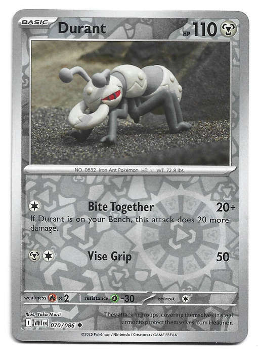 DURANT - REVERSE HOLO  70/86 POKEMON TCG WHITE FLARE TRADING CARD