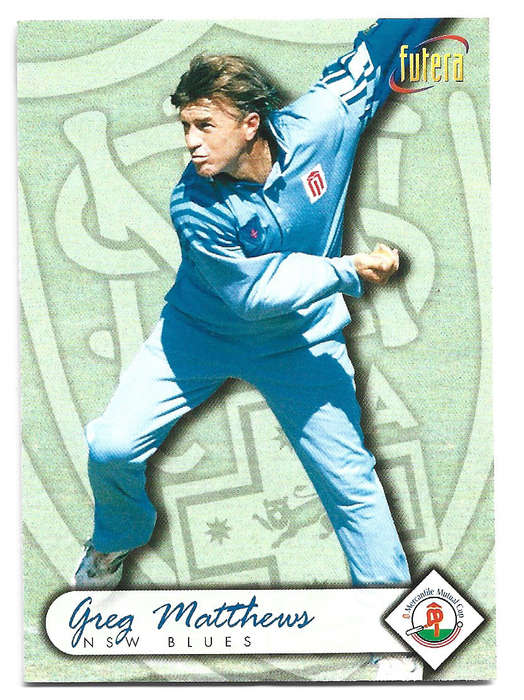 GREG MATHEWS - 1996 FUTERA CRICKET WORLD CUP COLLECTION - BASE TRADING CARD 71