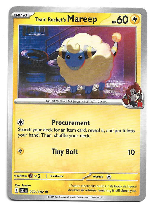 TEAM ROCKET's MAREEP - COMMON  72/182  POKEMON TCG DESTINED RIVALS TRADING CARD