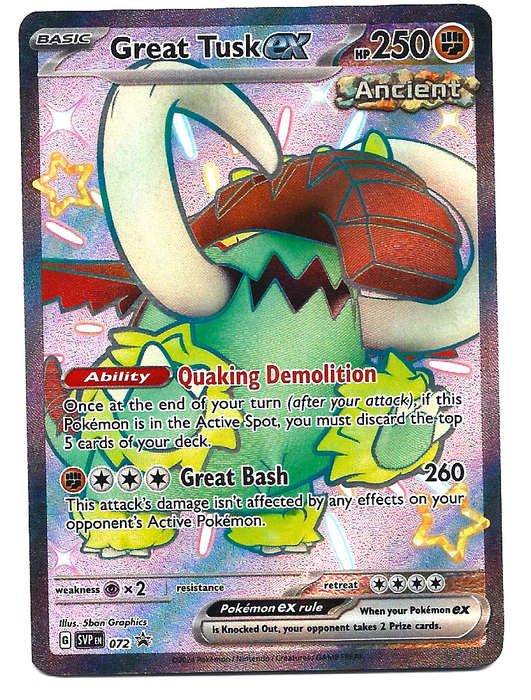 GREAT TUSK EX - HOLO RARE SVP072 POKEMON TCG SCARLET & VIOLET PROMO TRADING CARD