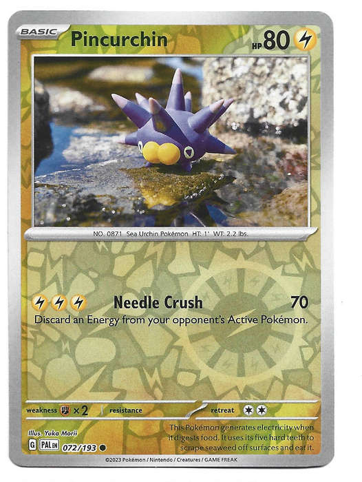 PINCURCHIN -  REVERSE HOLO  72/193 POKEMON TCG PALDEA EVOLVED TRADING CARD