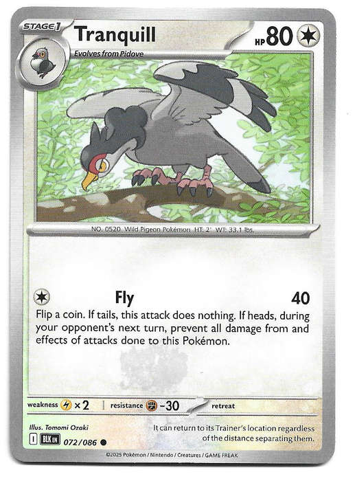 TRANQUILL - COMMON   72/86 POKEMON TCG BLACK BOLT TRADING CARD