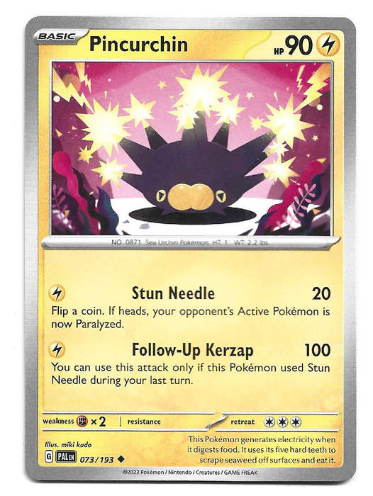 PINCURCHIN - UNCOMMON  73/193  POKEMON TCG PALDEA EVOLVED TRADING CARD