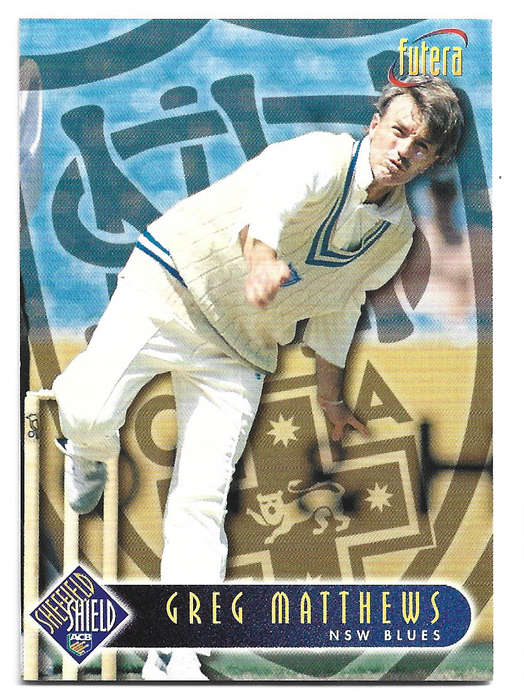 GREG MATHEWS - 1996 FUTERA CRICKET WORLD CUP COLLECTION - BASE TRADING CARD 74
