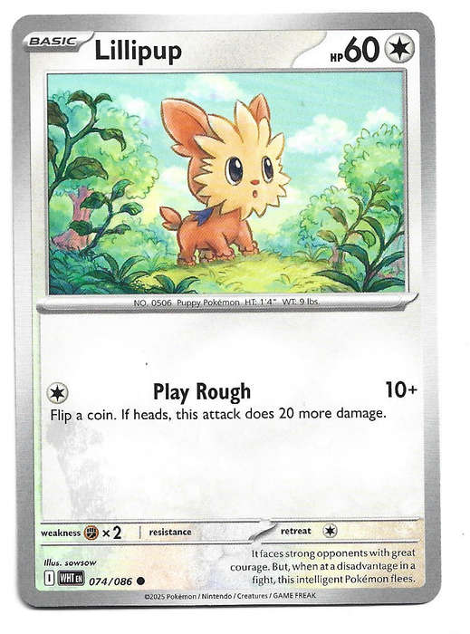LILLIPUP - COMMON  74/86 POKEMON TCG WHITE FLARE TRADING CARD