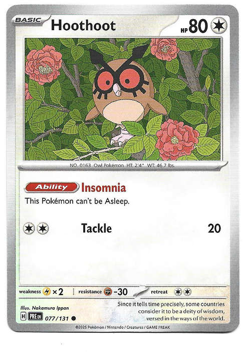 HOOTHOOT - COMMON  77/131 POKEMON TCG PRISMATIC EVOLUTIONS  TRADING CARD