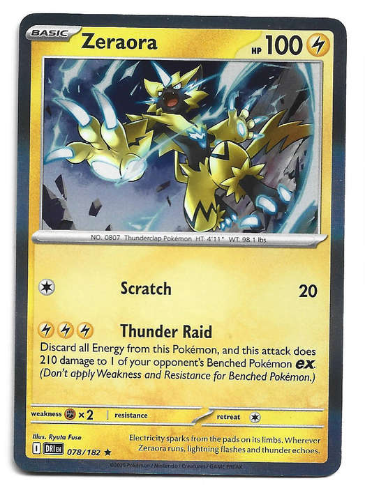 ZERAORA - HOLO RARE  78/182  POKEMON TCG DESTINED RIVALS TRADING CARD