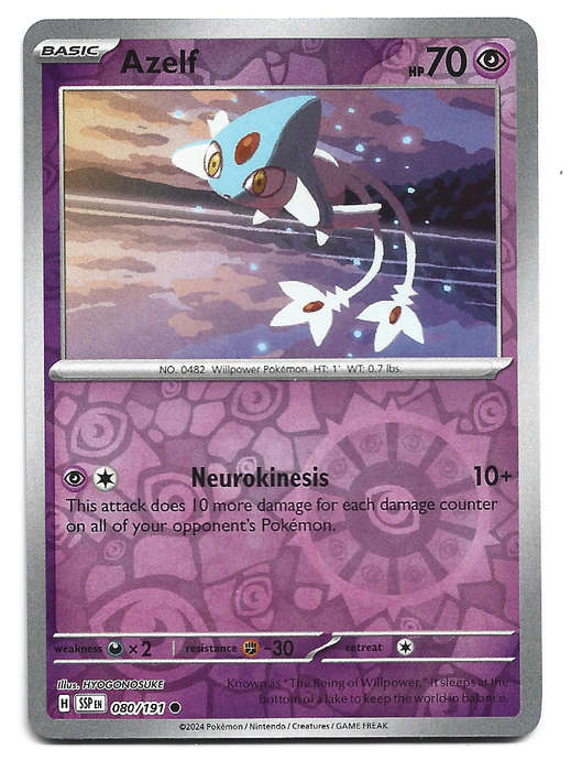 AZELF  - REVERSE HOLO POKEMON TCG SURGING SPARKS  80/191 TRADING CARD