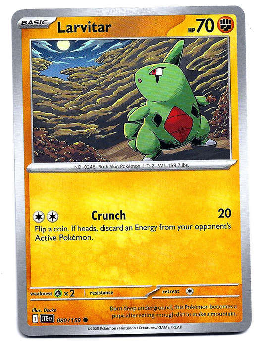 LARVITAR - REVERSE HOLO  80/159 POKEMON TCG JOURNEY TOGETHER TRADING CARD