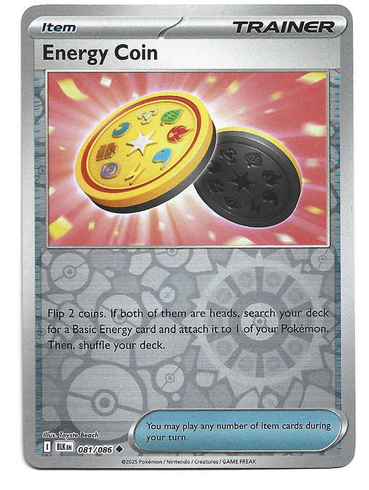 ENERGY COIN - REVERSE HOLO  81/86 POKEMON TCG BLACK BOLT TRADING CARD