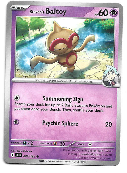 STEVEN's BALTOY  - COMMON  83/182  POKEMON TCG DESTINED RIVALS TRADING CARD