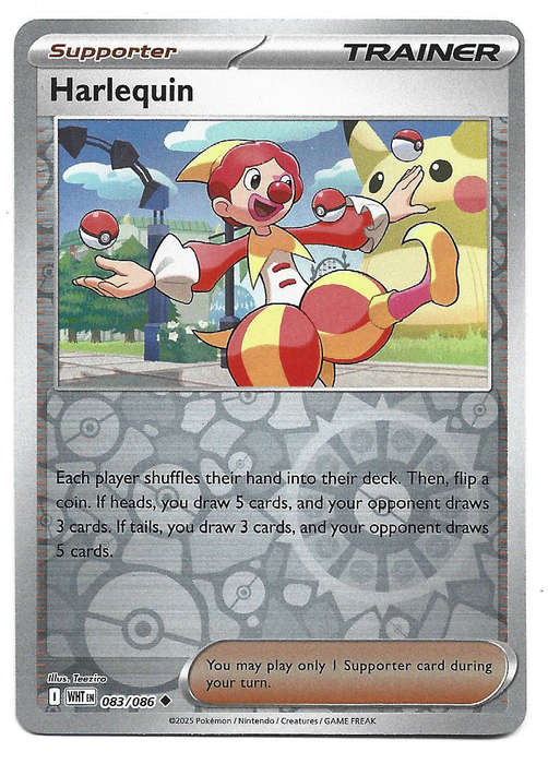 HARLEQUIN - REVERSE HOLO  83/86 POKEMON TCG WHITE FLARE TRADING CARD