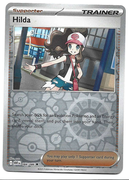HILDA - REVERSE HOLO  84/86 POKEMON TCG WHITE FLARE TRADING CARD