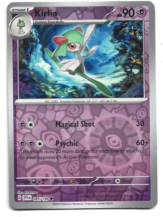 KIRLIA - REVERSE HOLO  85/198 POKEMON TCG SCARLET & VIOLET TRADING CARD