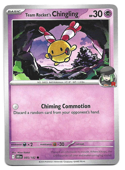TEAM ROCKET's CHINGLING - COMMON  85/182  POKEMON TCG DESTINED RIVALS TRADING CARD