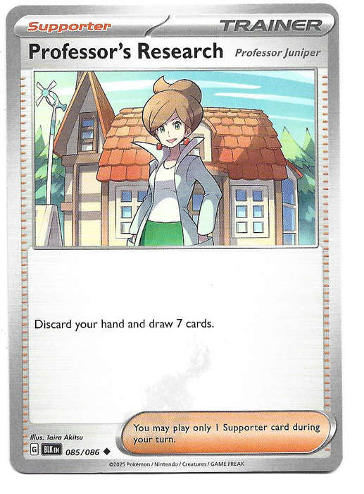 PROFESSOR's RESEARCH - UNCOMMON  85/86 POKEMON TCG BLACK BOLT TRADING CARD