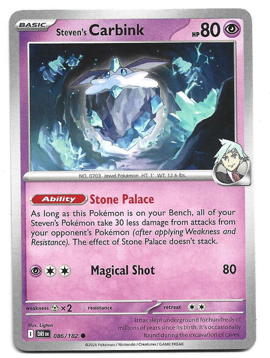 STEVEN's CARBINK - COMMON  86/182  POKEMON TCG DESTINED RIVALS TRADING CARD