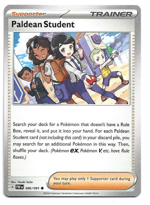 PALDEAN STUDENT -  COMMON   86/91 POKEMON TCG PALDEAN FATES  TRADING CARD