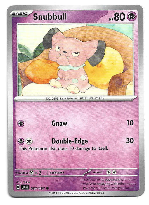 SNUBBULL -  COMMON   87/197 POKEMON TCG S&V  OBSIDIAN FLAMES  TRADING CARD
