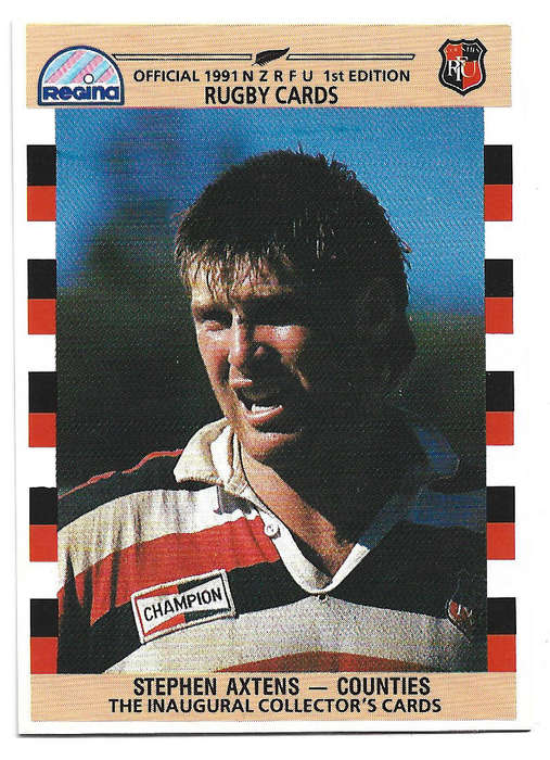 STEPHEN AXTENS (Counties) - 1991 NEW ZEALAND RUGBY (REGINA) - `TRADING CARD 88