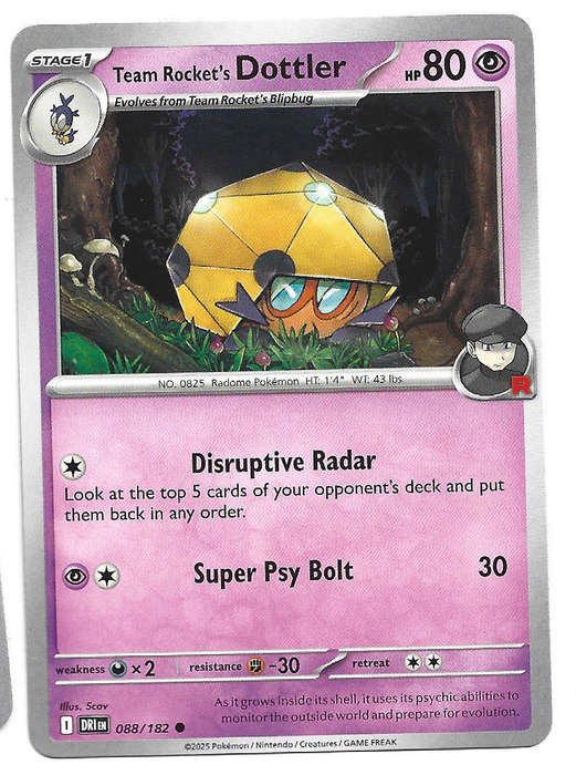 TEAM ROCKET's DOTTLER - COMMON  88/182  POKEMON TCG DESTINED RIVALS TRADING CARD