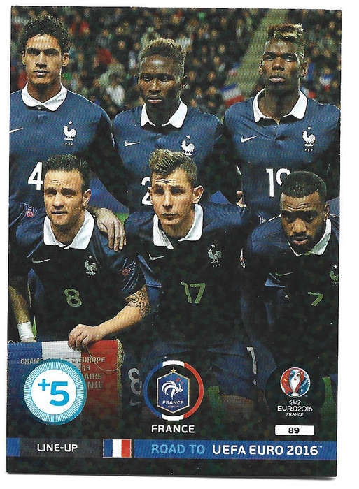 FRANCE - PANINI Road to Euro 2016 Collection - TEAM "LINE UP" TRADING CARD  89