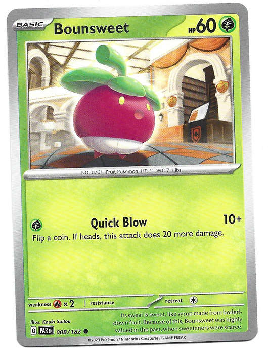 BOUNSWEET  -   COMMON POKEMON PARADOX RIFT   8/182 TRADING CARD