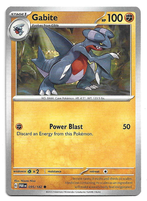 GABITE  -   COMMON POKEMON PARADOX RIFT  95/182 TRADING CARD