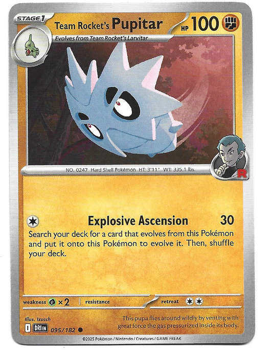 TEAM ROCKET's PUPITAR - COMMON  95/182  POKEMON TCG DESTINED RIVALS TRADING CARD