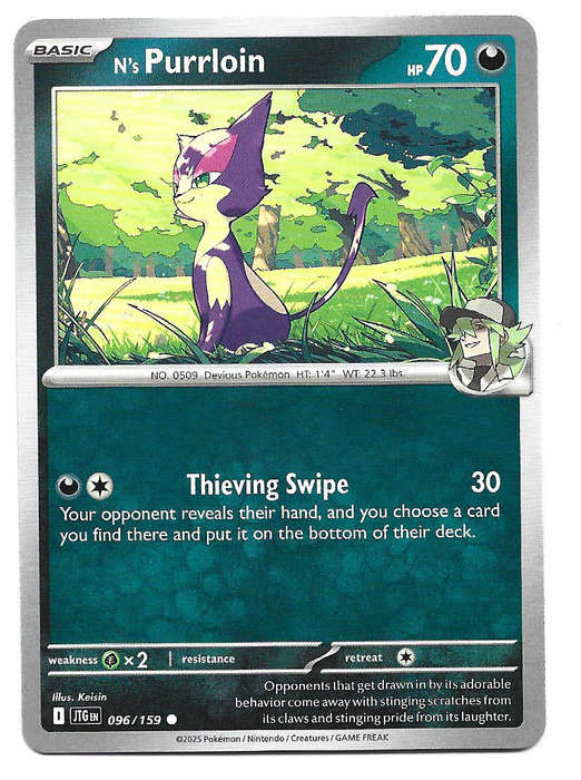 N's PURRLOIN - COMMON  96/159 POKEMON TCG JOURNEY TOGETHER TRADING CARD