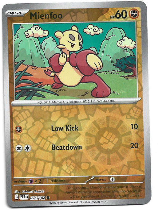 MIENFOO  96/182  REVERSE HOLO PARADOX RIFT POKEMON TRADING CARD