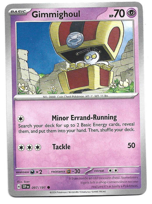 GIMMIGHOUL-  COMMON  97/191 POKEMON TCG SURGING SPARKS TRADING CARD